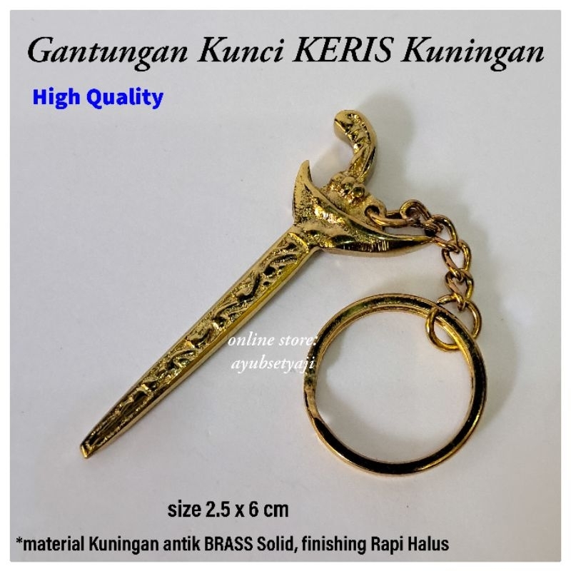 Gantungan Kunci KERIS KUNINGAN antik souvenir Keris ukir BRASS aksesoris keris jawa Hiasan tas