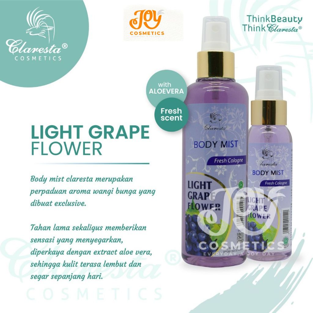 Claresta Body Mist Light Grape Flower Fresh Cologne 100/200 ml