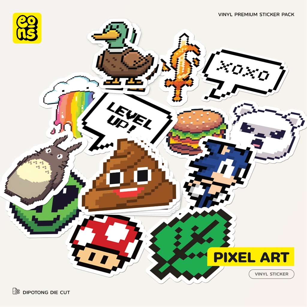 

Stiker Pixel Art Vinyl Waterproof Sticker Aesthetic Laptop Diary Notebook Journal Koper