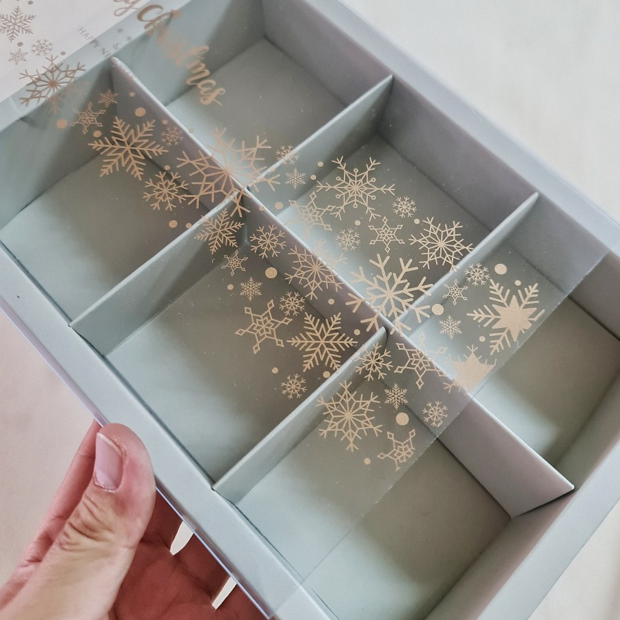 

10 pcs dus natal kotak hampers kue cookies box packaging sekat 6 edisi christmas-abu