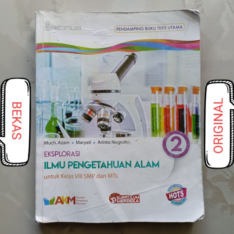 Buku Eksplorasi IPA Ilmu Pengetahuan Alam Kelas 8 VIII 2 II SMP MTS HOTS AKM Penerbit Platinum Pener