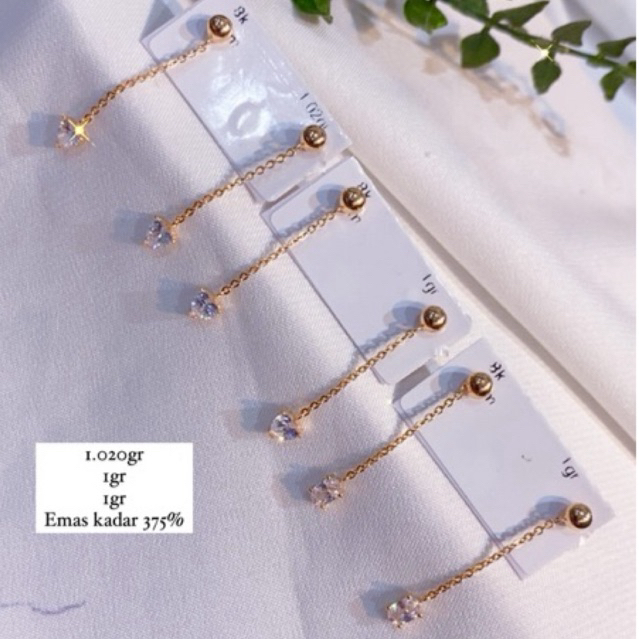 Anting Emas Asli Model Terbaru Kadar 375%/8Karat