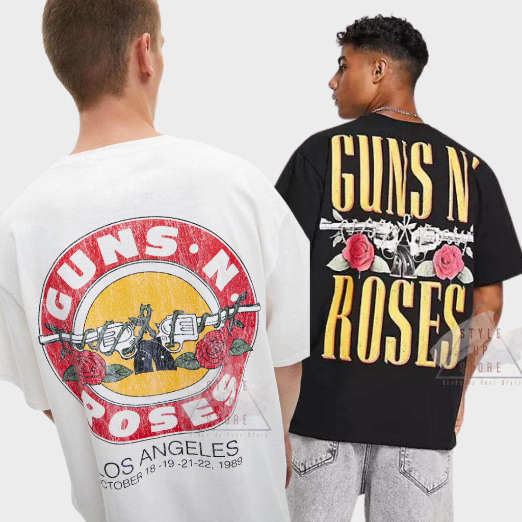 [ STYLEUPSTORE ] BERSHKA TSHIRT OVERSIZE GUN&ROSES X RHCP