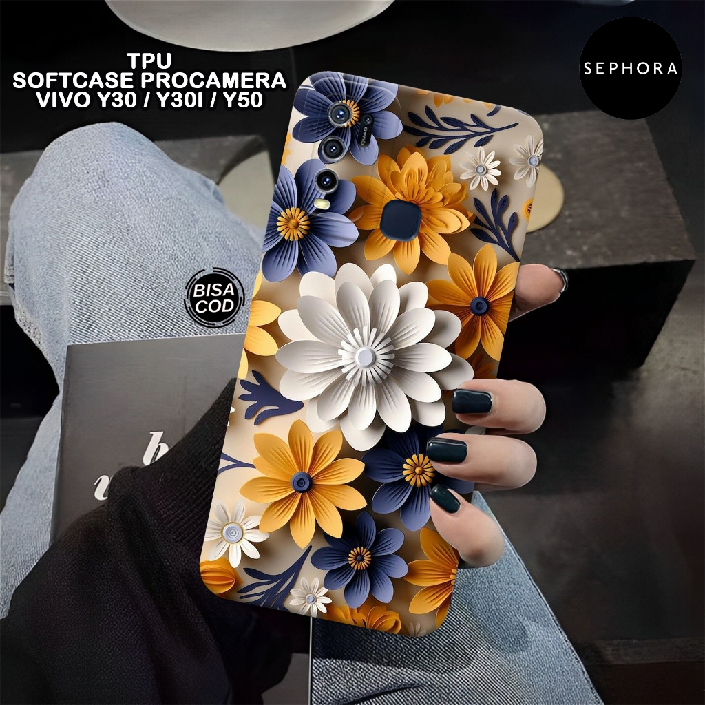 Case VIVO Y30 Y30i Y50 Terbaru - Fashion Case Bunga - Softcase VIVO Y30 Y30i Y50 - Case Pro Camera -