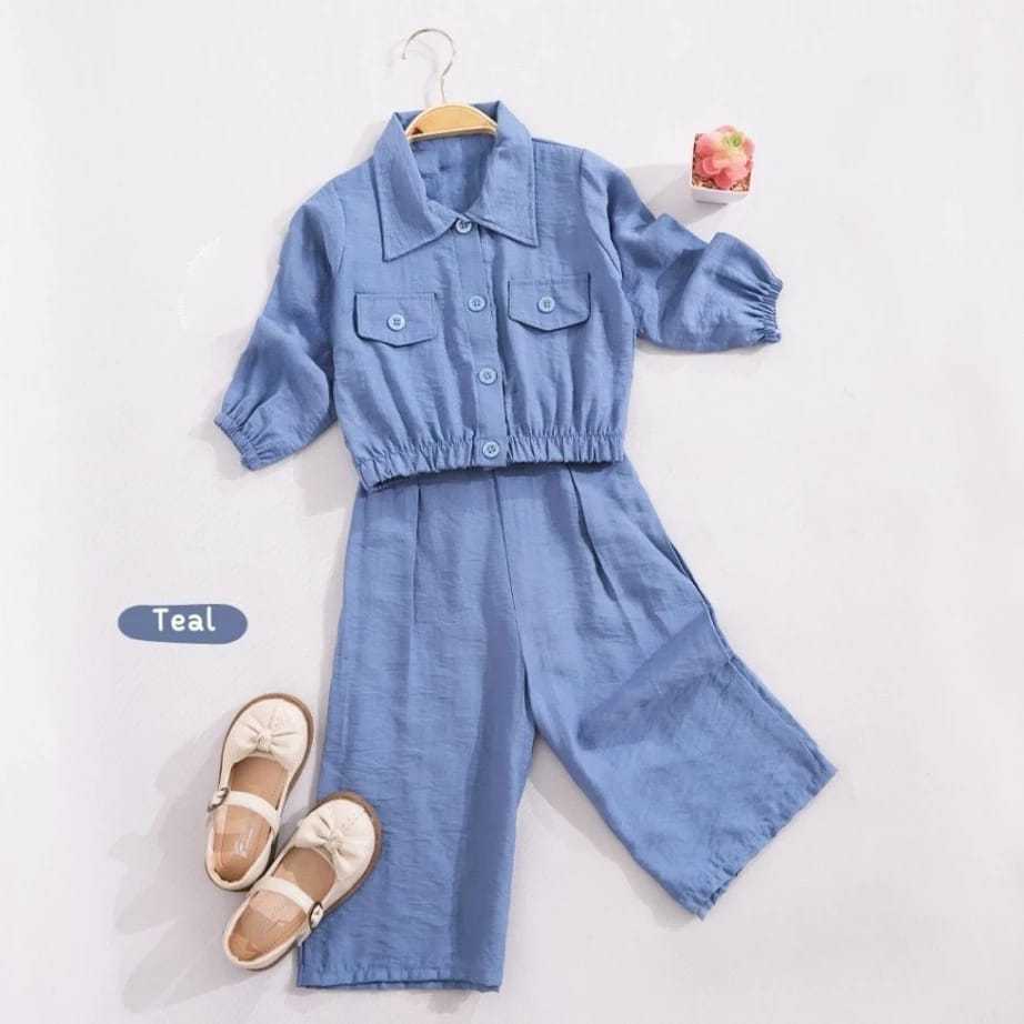 Setelan anak ariska set kids crinkle airflow / Baju setelan anak perempuan 3-12 tahun crinkle airflo