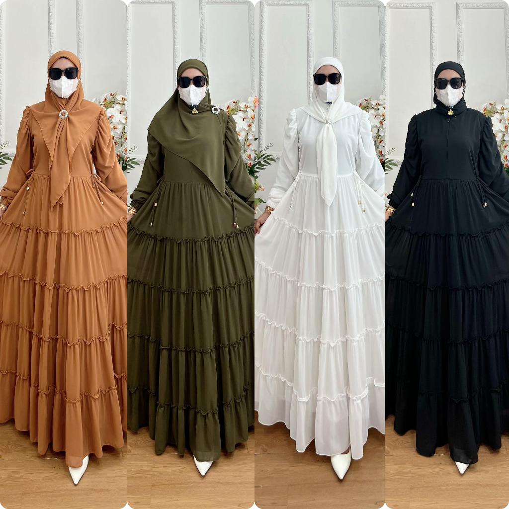 AJE ZAS - Gamis Syar'i Hijab Segi Empat Kode - SITI Bahan Ceruty Beby Doll