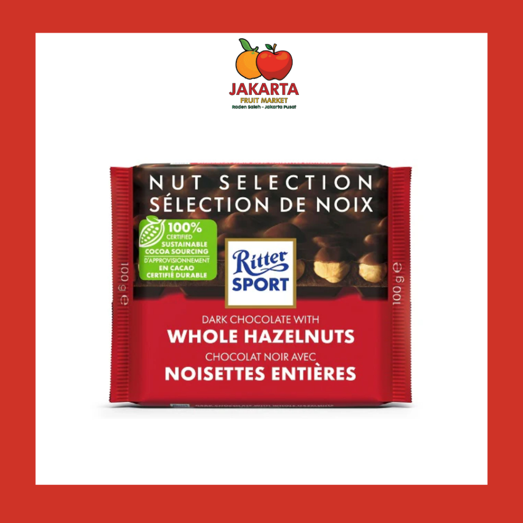

RITTER DARK WHOLE HAZELNUT 100 GR / COKELAT HITAM DENGAN KACANG HAZEL