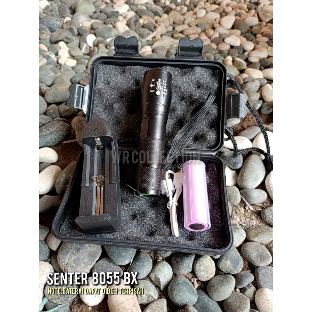 Senter Charger Komplit T6 Tactical XML 8000Lumens / Senter XML T6 / Senter Box Hitam / Holster sente