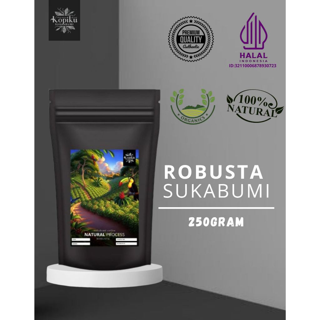 

KOPI ROBUSTA NATURAL 250 GRAM - BUBUK/BIJI - ROBUSTA PREMIUM COFFEE - KOPIKU