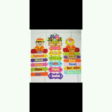 Edukasi anak Menghafal Rukun Islam /Rukun iman /Mainan edukasi anak /Ganci/ Gantungan Dinding/Hangin