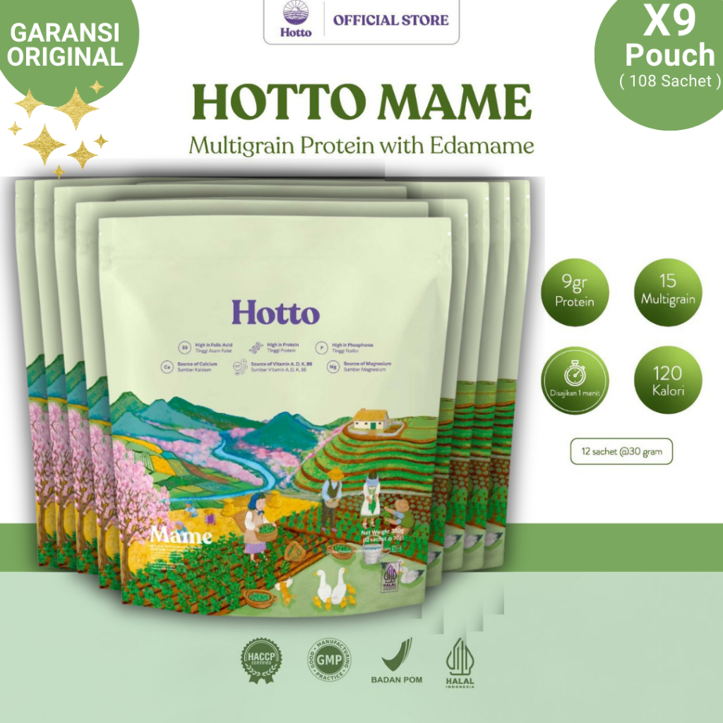 

Hotto Mame 9 Pouch (108 Sachet) Multigrain Tinggi Protein dengan Edamame Superfood