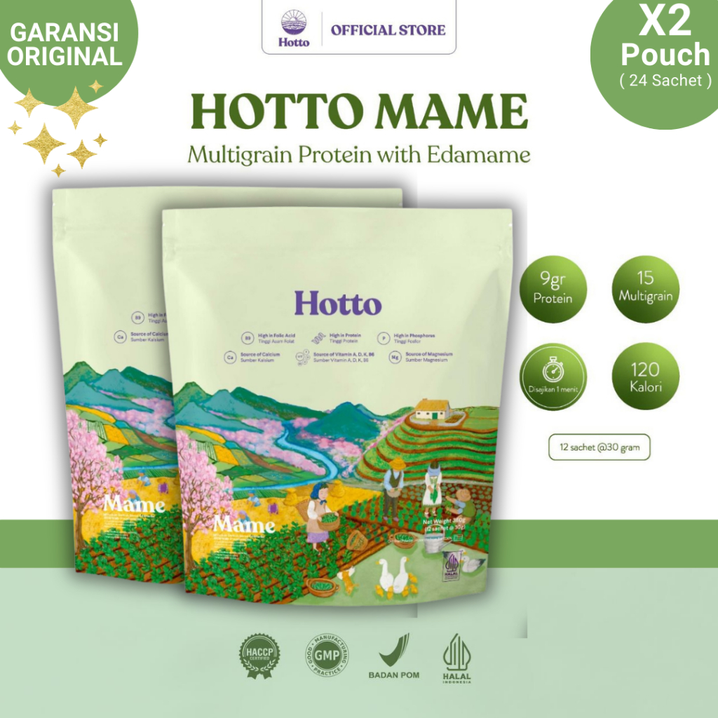 

Hotto Mame 2 Pouch (24 Sachet) Multigrain Tinggi Protein dengan Edamame Superfood