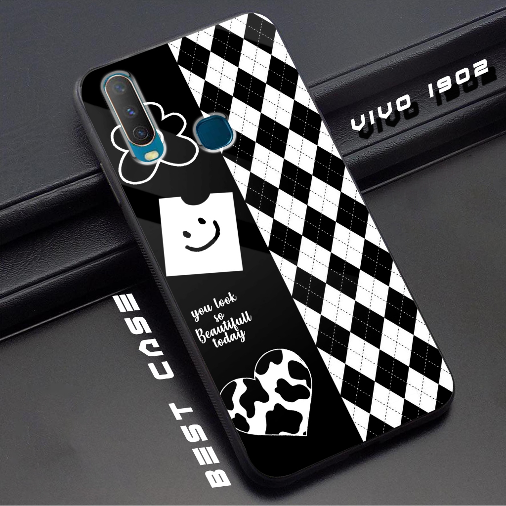 Case VIVO 1902 - Casing Hp VIVO 1902 - Motif ( BUNGA ) - Silikon Hp  VIVO 1902 - Softcase Glass Kaca