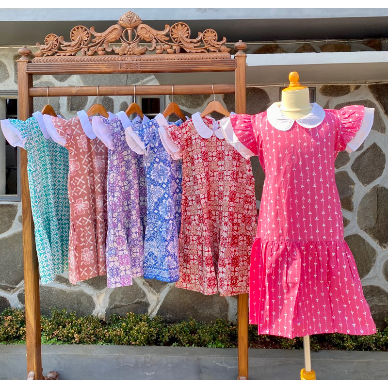 Dress Batik Anak Perempuan Anggrek Dress / Dress Batik Anak perempuan/Material Batik Cap