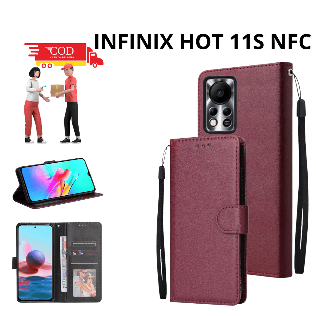 CASE HP INFINIX HOT 11S NFC CASE DOMPET FLIP CASE WALLET FLIP LEATHER CASE PREMIUM-FLIP WALLET