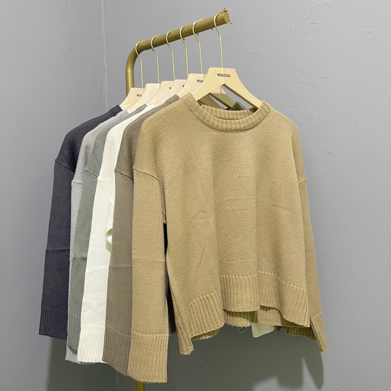 Crop Top Rajut Noura Basic/ Crop Top Oversize / Crop Top Panjang Lengan / Sweater Rajut / Sweater Pa