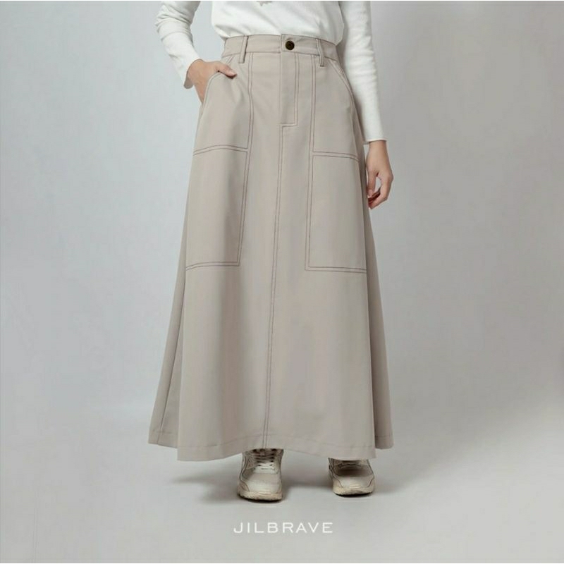 DELIA SKIRT JILBRAVE | Rok A Line dengan Aksen Benang Kontras