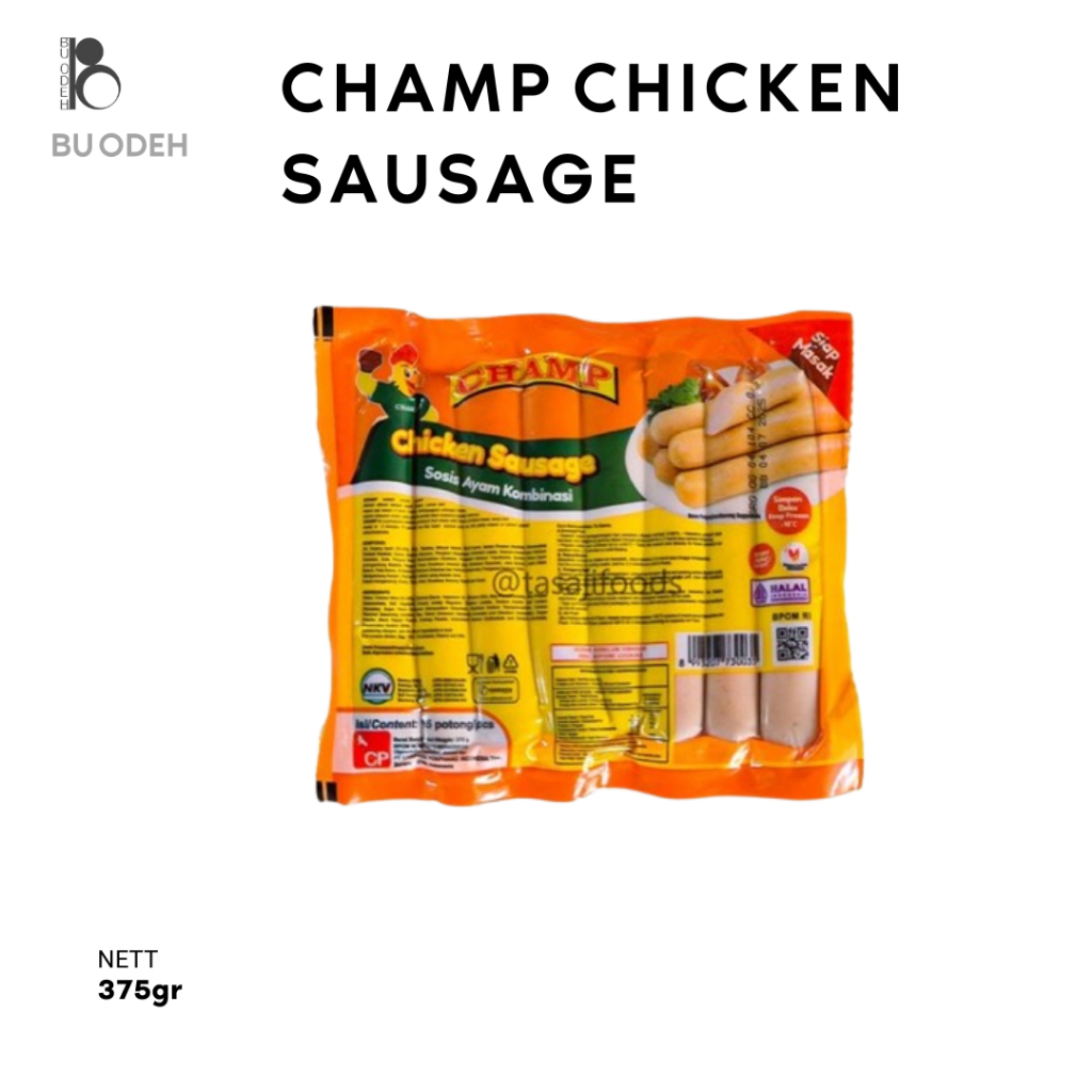 

Sosis Champ Sosi Ayam 375gr isi 15pcs Champ Chicken Sausage