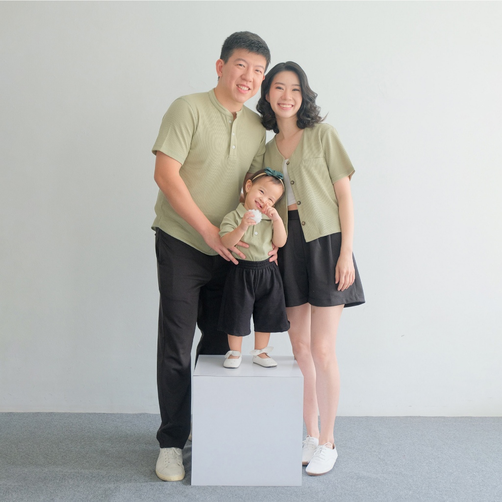 Isla Zoe Waffle Sage Green Family - Set Pakaian Keluarga - Baju Couple