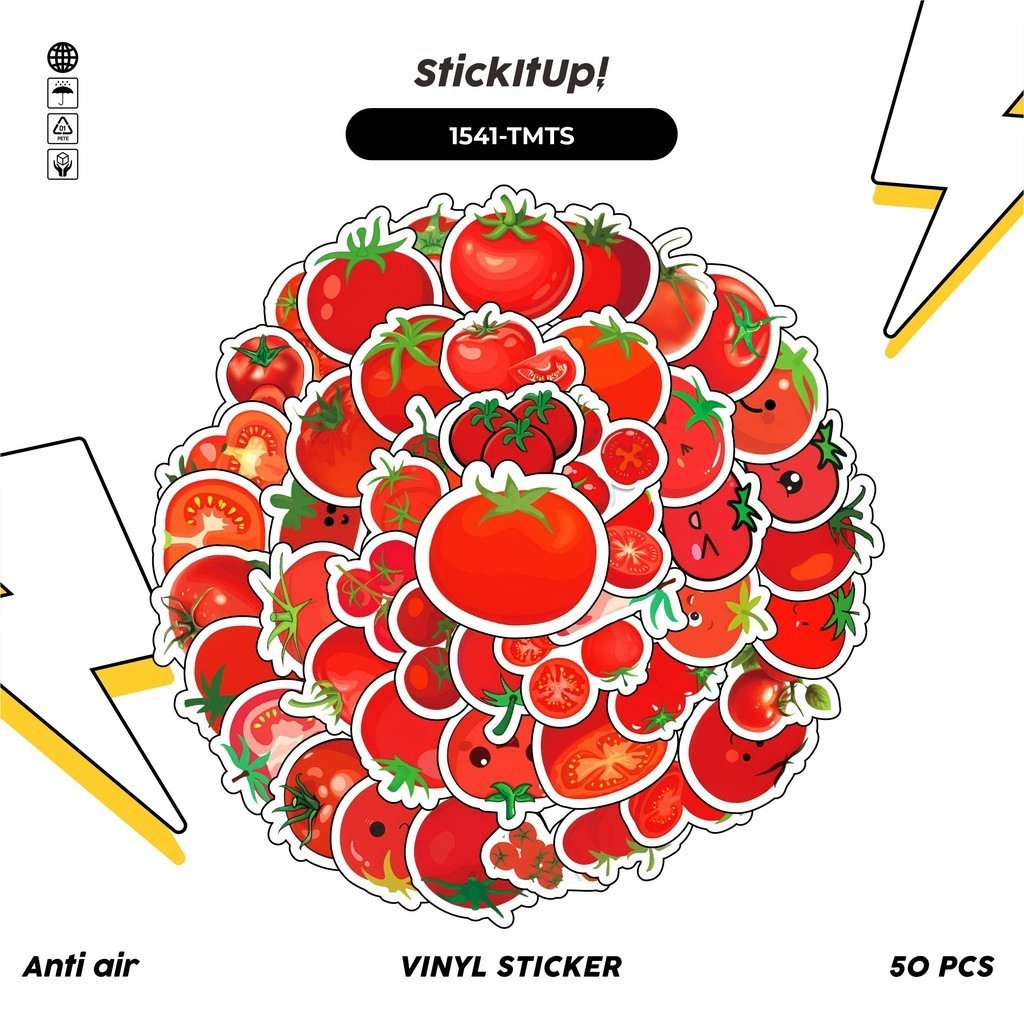 

COD✨ 100 Pcs Stiker Pack Tomato / Buah Tomat Lucu Aesthetic Vynil Waterproof untuk Freebies Sticker Buku Journal Casing HP Laptop