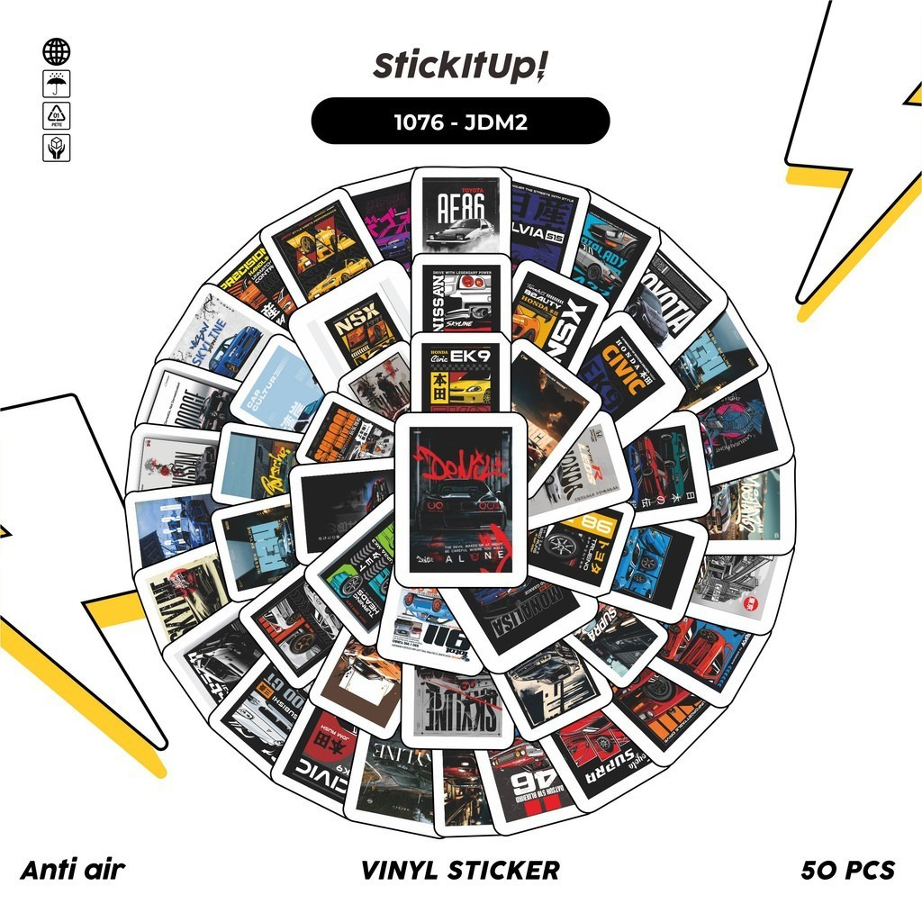 

COD✨ 100 Pcs Stiker Pack Super Street Racer JDM Car v5 Lucu Aesthetic Vynil Waterproof untuk Freebies Sticker Buku Journal Casing HP Laptop