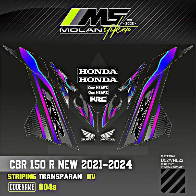 Decal Sticker Striping Variasi Transparan Uv CBR 150 R New 2021-2024 Transparan Uv Honda Cbr 150 RR 