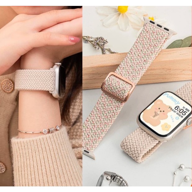 Nylon Strap Watch 9 8 7 6 SE Ultra Adjustable Buckle Braided 49 45 44 41mm iWatch DT HW22 T900 T800