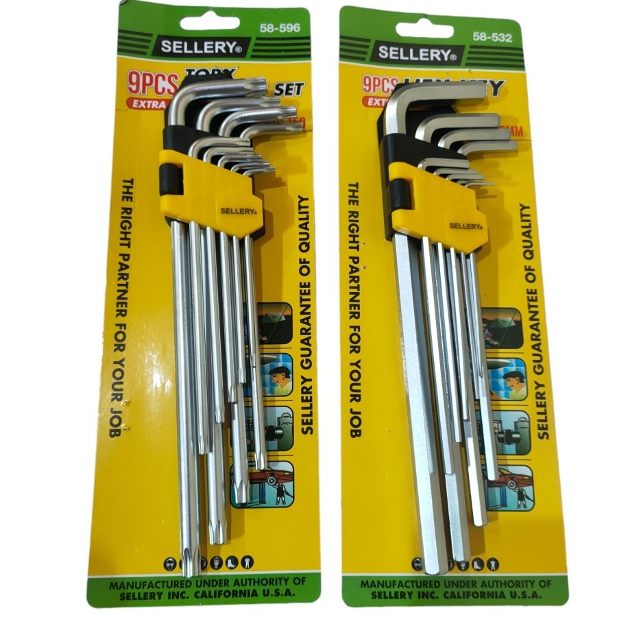 Kunci L Panjang 2 Set Sellery Original - Kunci L Bintang Dan L Set Extra Long Sellery