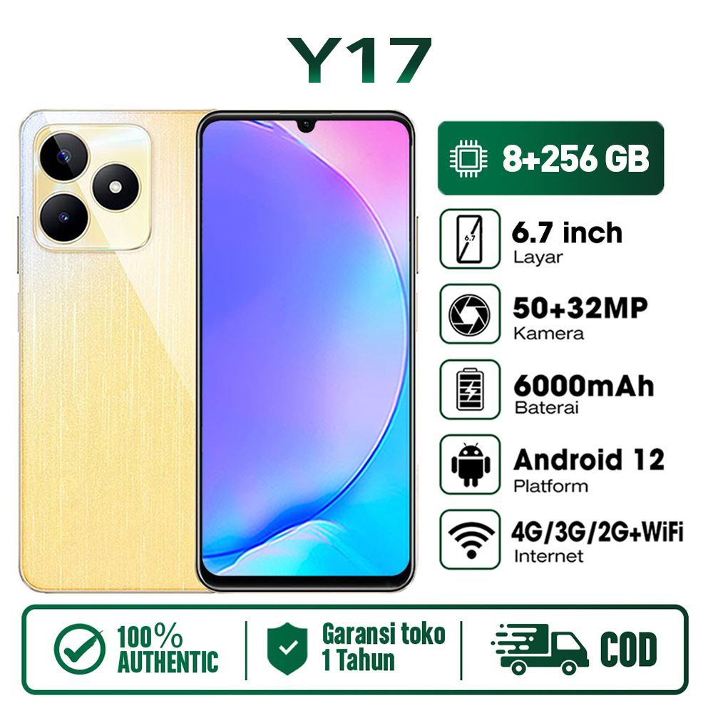 Hp Y17 Terbaru 2023 Layar 6.7inch Ram 8GB 6GB Rom 256GB 128GB smartphone murah 4G termurah 1jutaan 5