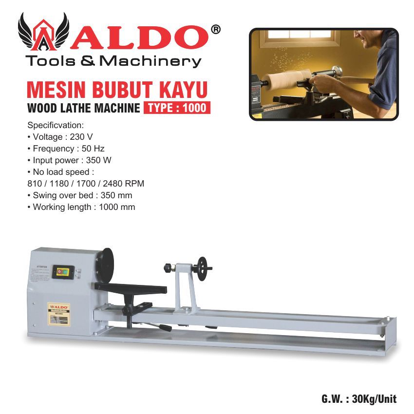 MESIN BUBUT KAYU 1000 / WOOD LATHE MACHINE MERK ALDO
