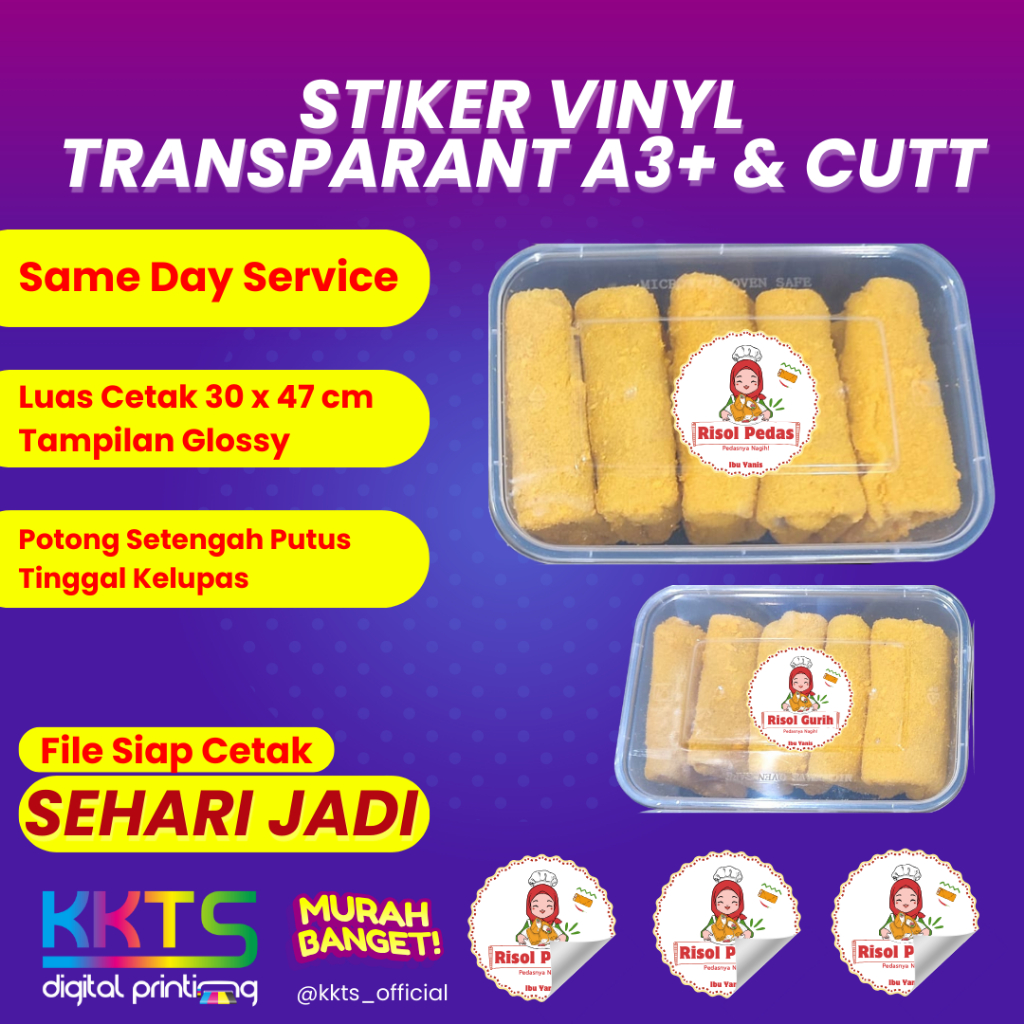 

CETAK DAN CUTTING STIKER A3+ CUSTOM VINYL TRANSPARANT MURAH | CETAK STIKER LABEL KEMASAN RAMAH UMKM