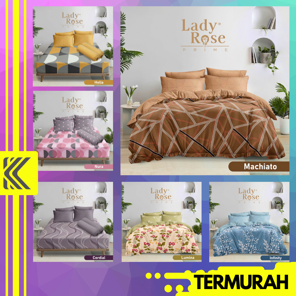SPREI LADY ROSE CANTIK QUEEN KING SINGLE SIZE 160X200 180X200 120X200 NO 1 2 3 SEPRAI INTERNAL GRUP 