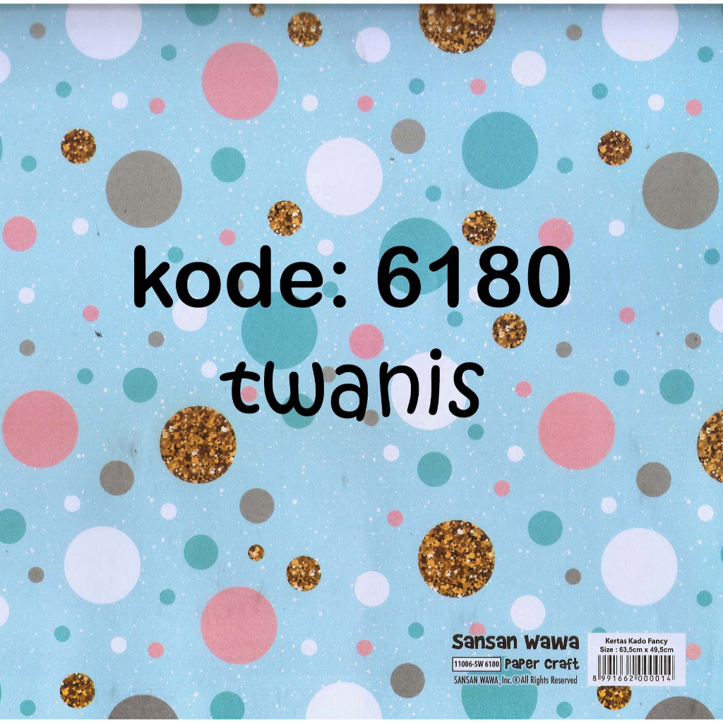 

Kertas Kado Polkadot Tosca Bulat SANWA kode 6180 Eceran Khusus Jogja kirim Kurir Instan