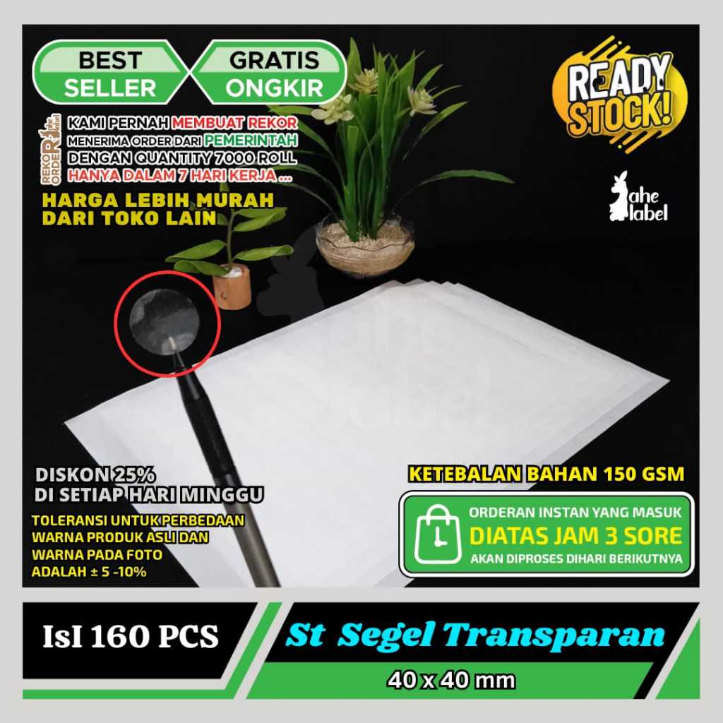 

segel bulat transparant 4cm