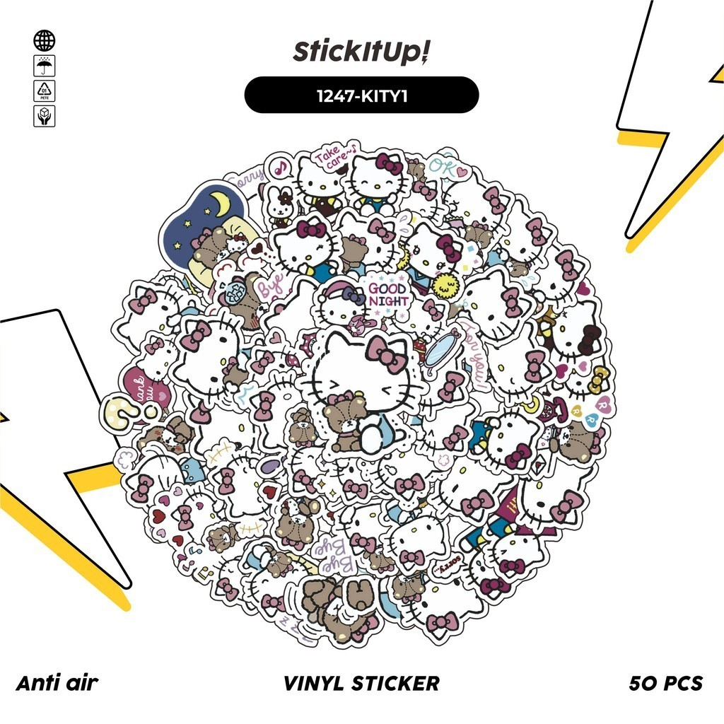 

COD✨ 100 Pcs Stiker Hello Kitty v4 Lucu Aesthetic Vynil Waterproof untuk Freebies Sticker Buku Journal Casing HP Laptop