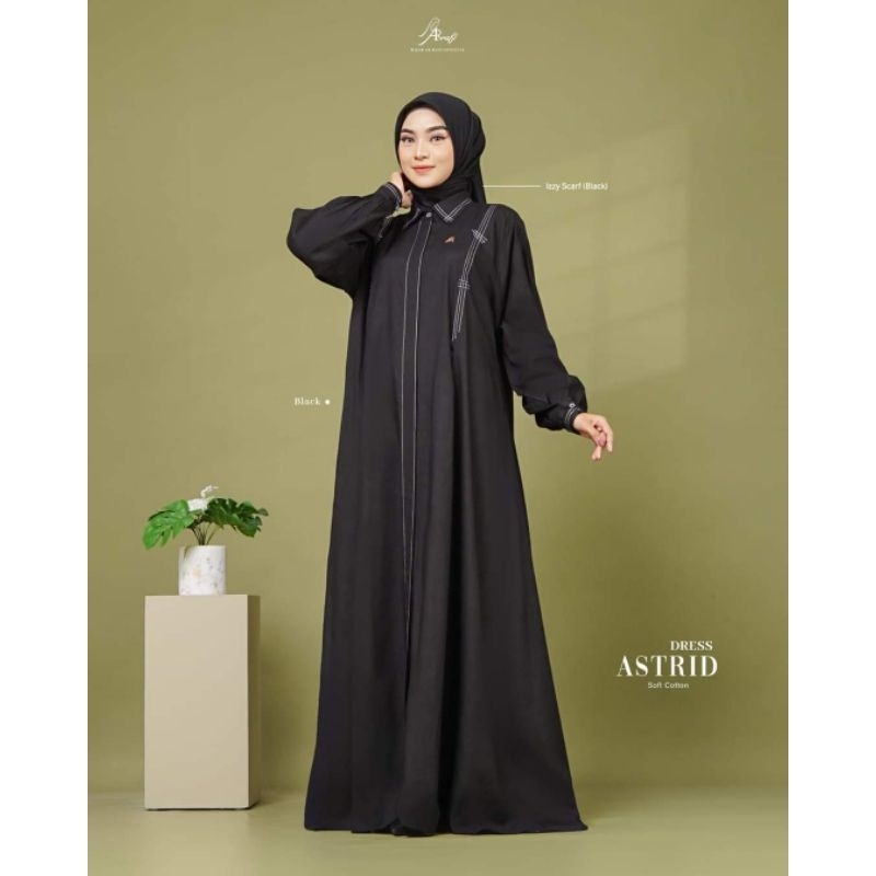 Astrid Dress by Arrafi ORI Gamis Polos Simpel Terbaru