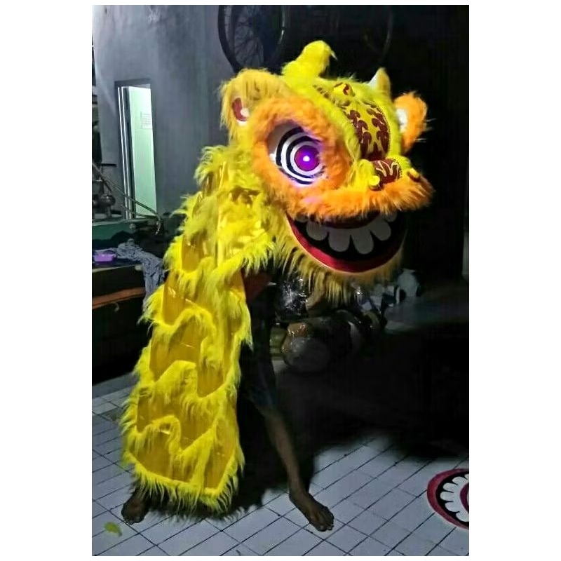 Barongsai remaja/dewasa (60x50x45 cm), kelopak berkedip,mata nyala, jubah 1,5 meter