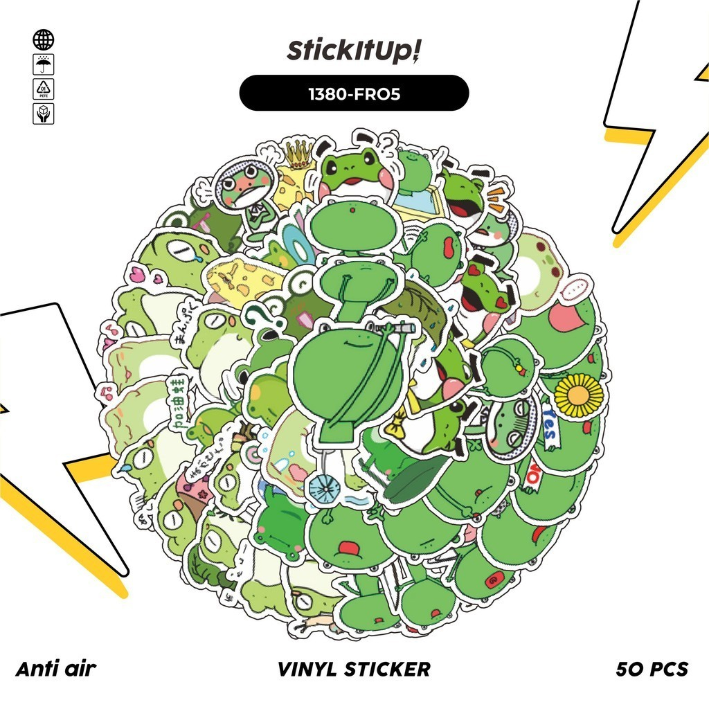 

COD✨ 100 Pcs Stiker Pack Kawaii Frog / Katak v5 Lucu Aesthetic Vynil Waterproof untuk Freebies Sticker Buku Journal Casing HP Laptop