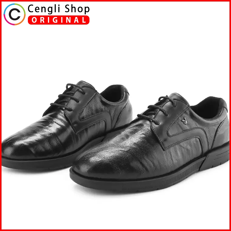 PLAYBOY SEPATU SNEAKER KULIT FORMAL PRIA ORIGINAL HITAM POLOS PL21