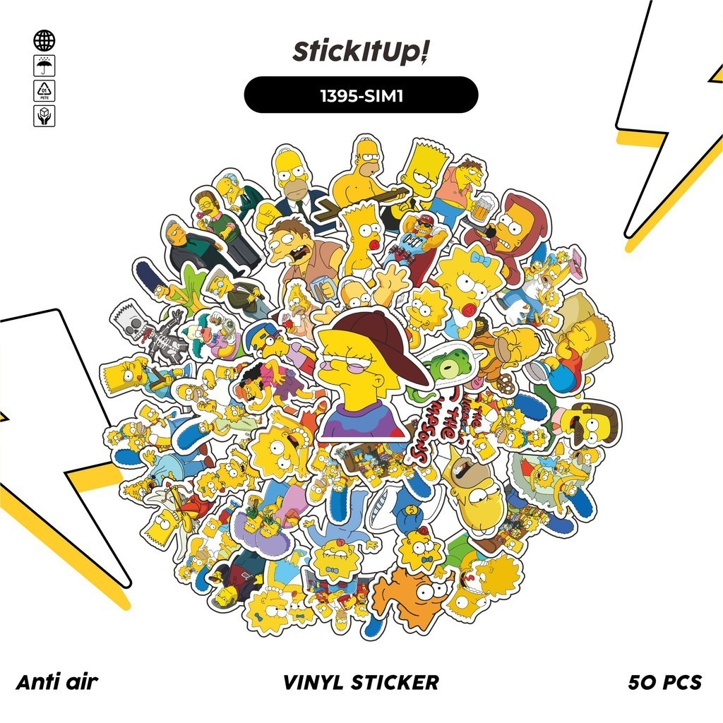 

COD✨ 100 Pcs Stiker Pack The Simpson v6 Lucu Aesthetic Vynil Waterproof untuk Freebies Sticker Buku Journal Casing HP Laptop