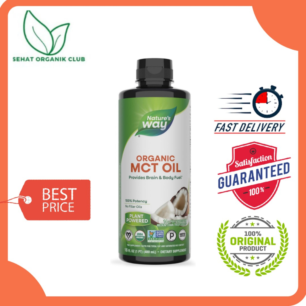 Nature's Way Organic MCT Oil 480 ml ; Nature's Way Organic MCT Oil 887 ml - Keto - Gluten Free Ori U