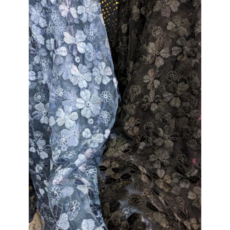 Bahan Kain Tile Bordir Motif Bunga Premium