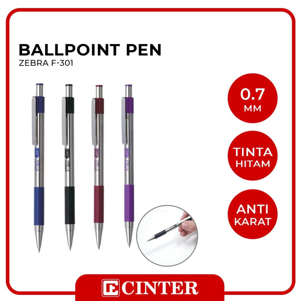 

ZEBRA - BOLLPOIN / PULPEN / PEN / PENA ZEBRA F-301 WARNA HITAM