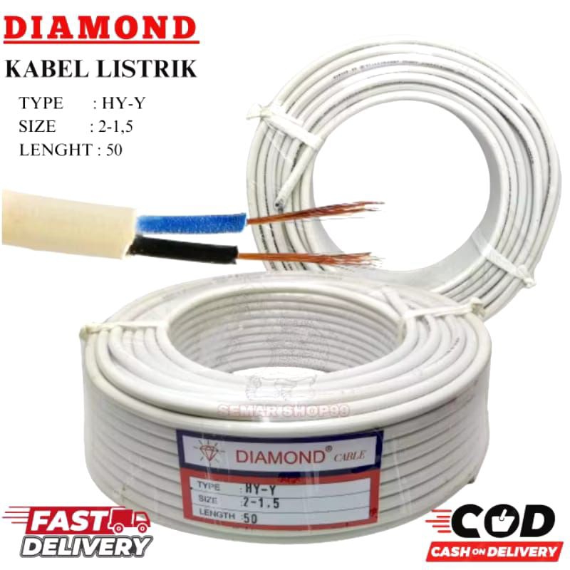 PER 10 METER Kabel DIAMOND Putih 2x1,5 / Kabel Serabut Listrik 2x1,5 / Kabel Listrik HY-Y