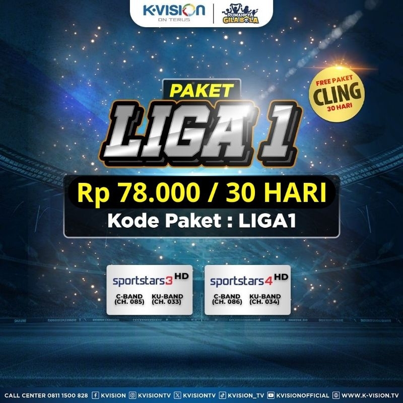 PAKET K-VISION BRI Liga 1 Indonesia KVision 30 HARI