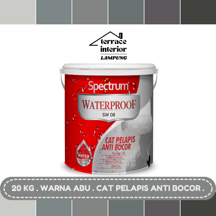 Cat Pelapis Anti Bocor Spectrum Waterproof Warna Abu 20 KG