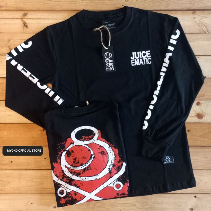Kaos lengan panjang juice ematic motif belakang merah