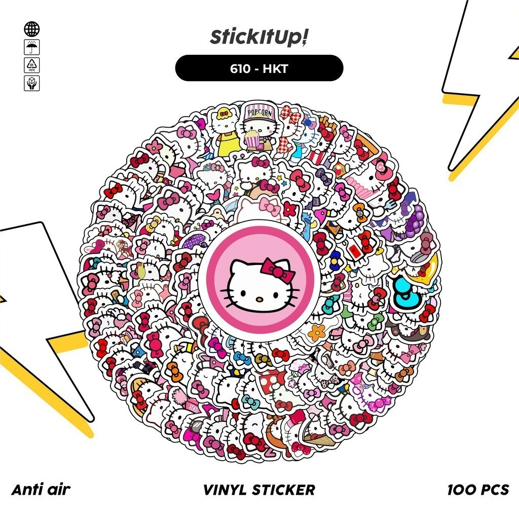 

COD 100 Pcs Stiker Pack Hello Kitty Lucu Aesthetic Vynil Waterproof untuk Freebies Sticker Buku Journal Casing HP Laptop