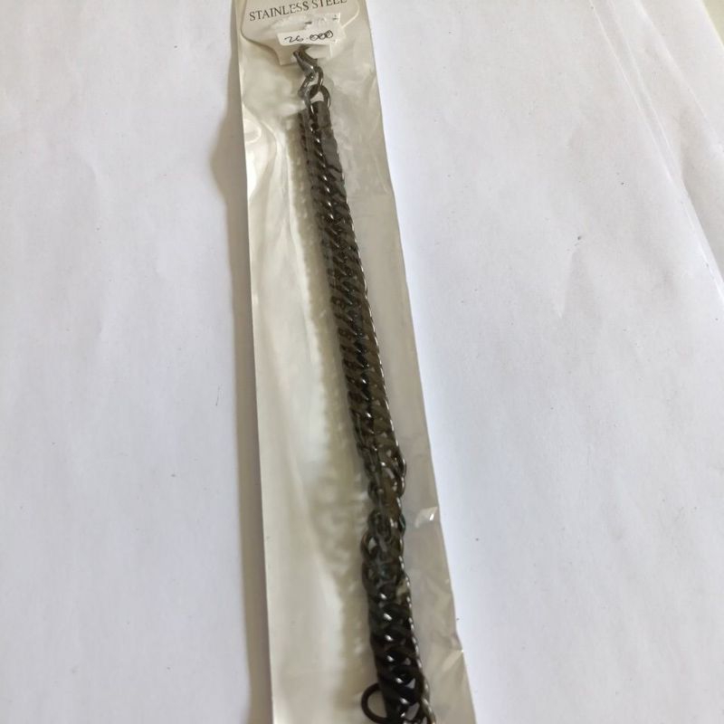 gelang titanium rantai hitam cowok