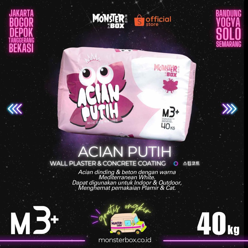 Semen Instan Mortar/Acian Putih/ Acian Putih dinding/ MonsterBox M3+